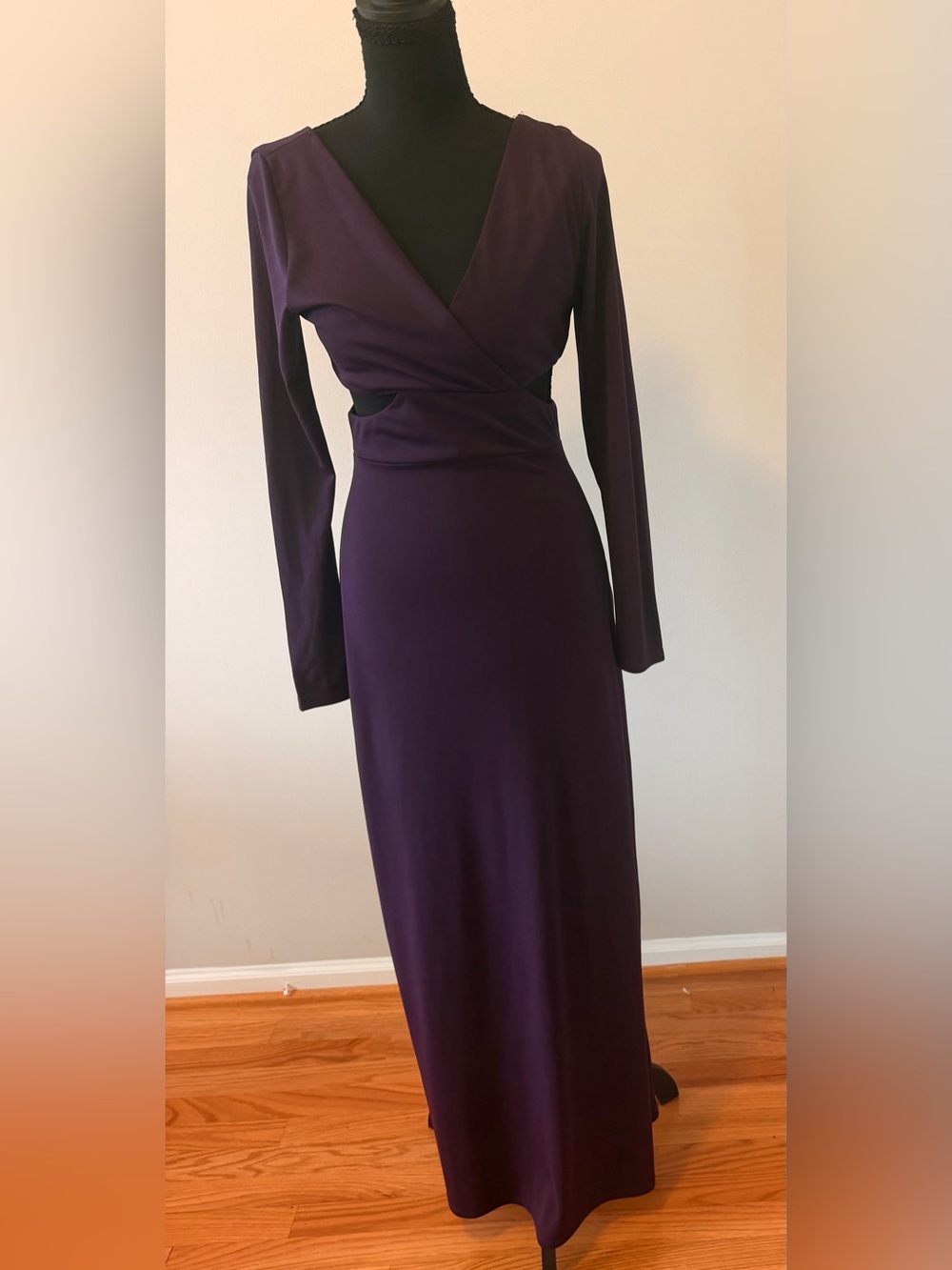 Sleeve Wrap Long Dress in Deep Purple